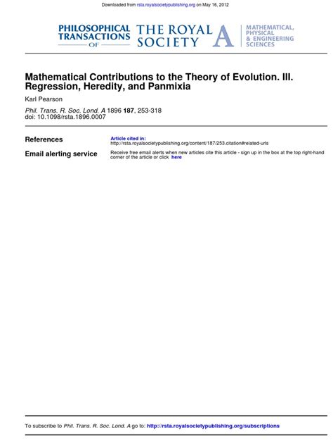 Karl Pearson Mathemtical Contribution | PDF | Academia | Science