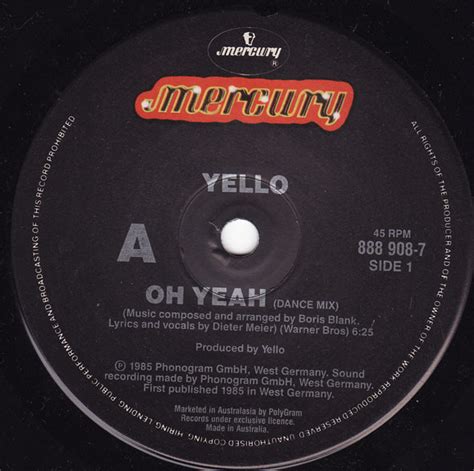 Yello – Oh Yeah (Dance Mix) (1987, Vinyl) - Discogs