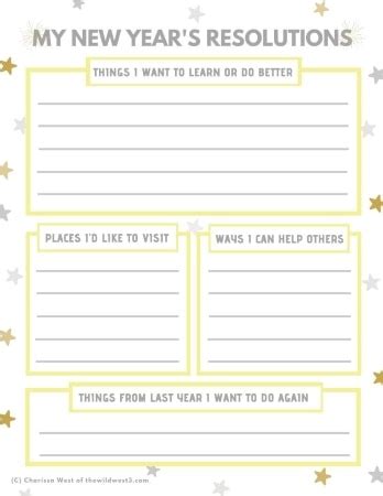 New Year's Resolutions for Kids Printable (Free)