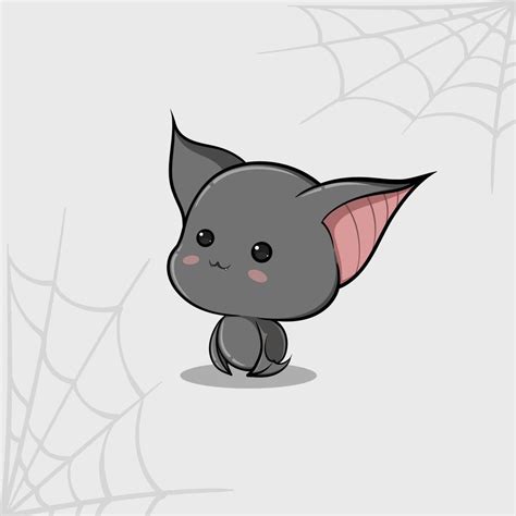 Vector illustration of a cute gray bat, with spider web background ...