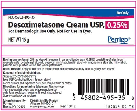 Desoximetasone Cream - FDA prescribing information, side effects and uses