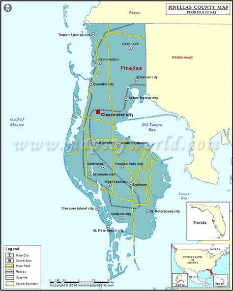 Pinellas County Map, Florida with Major Highways