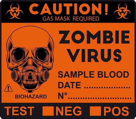 test zombie virus label biohazard antidote caution blood sample Zombie Birthday, Zombie Party ...