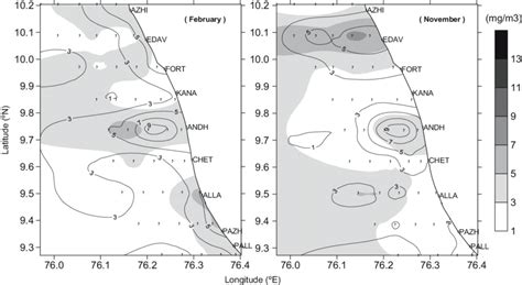 Chlorophyll a distribution (average of surface and bottom) of observed ...