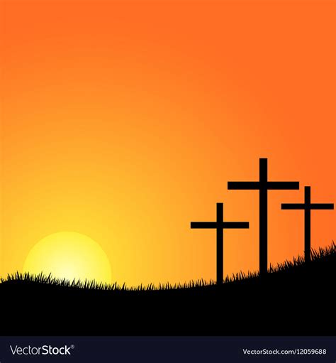 Three crosses on a hill Royalty Free Vector Image
