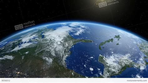Earth From Satellite. Beautiful Sunrise. Earth At Night And In Daytime. 4K Stock Animation | 9056012