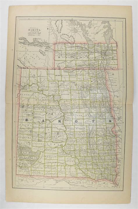 Antique Dakota Map 1886 Historical Map of Dakota Before North | Etsy | Historical maps, Us state ...