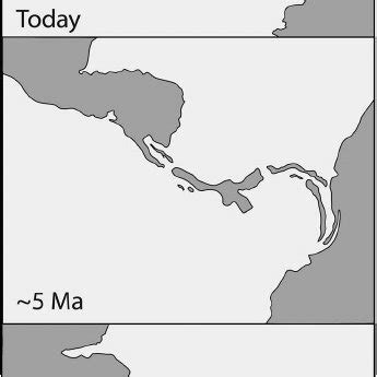 Formation of the Isthmus of Panama during the last 20 million years (Ma... | Download Scientific ...