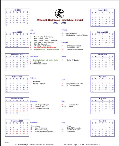 District School Year Calendar – Parents – Bowman High School