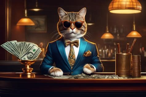 Premium Photo | Cool cat in a threepiece suit counting dollars gangster ...