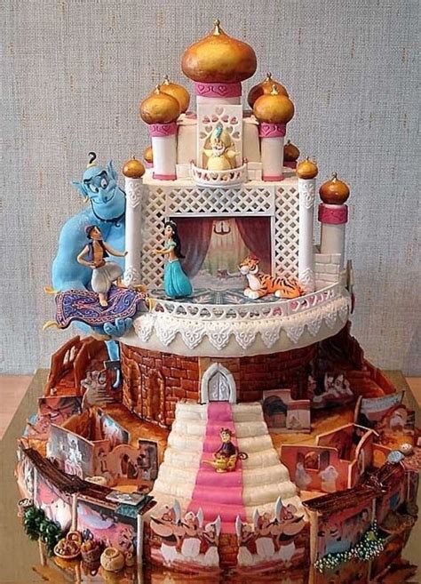 21 Wedding Cakes For Every Disney Lover | Aladdin cake, Disney themed cakes, Disney cakes