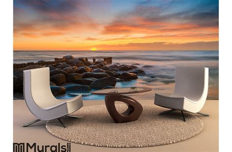 Ocean beach sunset Wall Mural