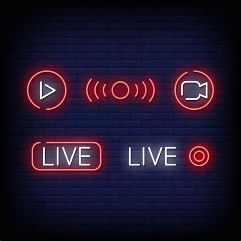 Premium Vector | Live symbol neon signs style