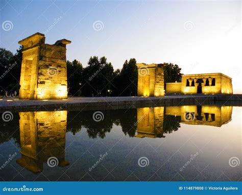 Temple of Debod at sunset stock photo. Image of light - 114879808