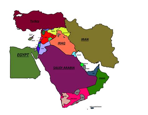 Modern Map of The Middle East Showing Division | Modern map, Map ...