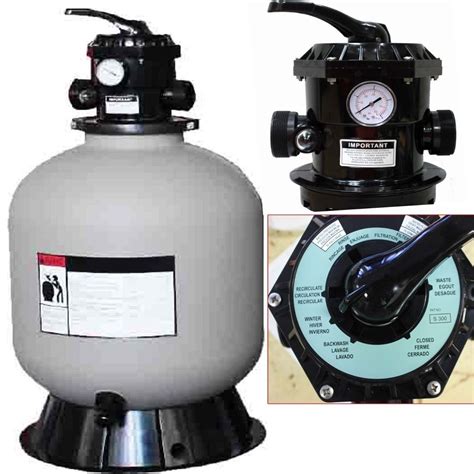 19" Sand Filter w/6 Way Valve HI-Flo & Base for Above In Ground ...