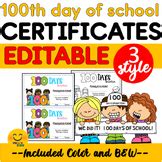 100th Editable Certificate Teaching Resources | TPT