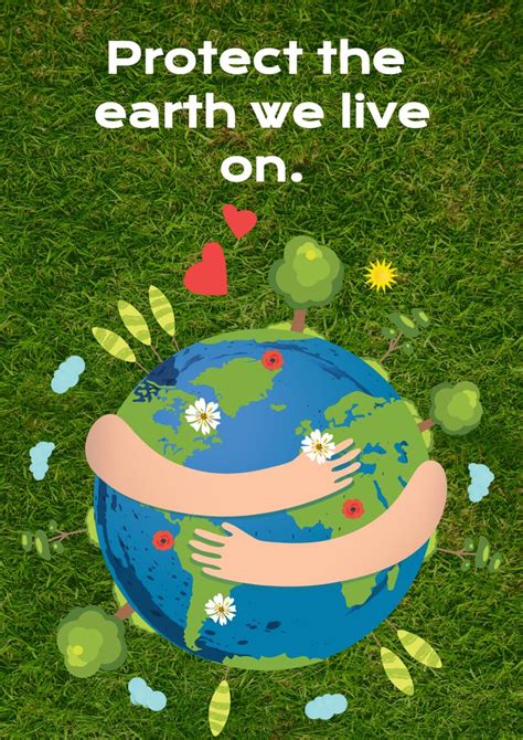 Composition of protect the earth we live on text over planten earth on grass background from ...