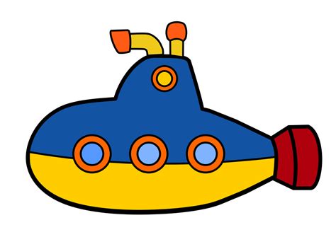 A cartoon submarine with a yellow and blue body Clip Art Image - ClipSafari