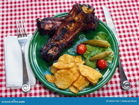 Bar-B-Que Ribs stock image. Image of ribs, okra, chips - 20537163