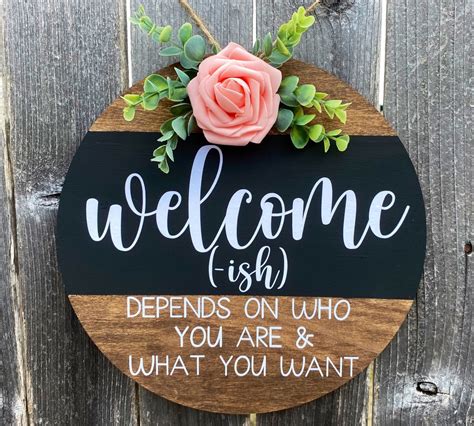 Welcome-Welcome-ishWelcomish-Funny Door Sign Welcome | Etsy