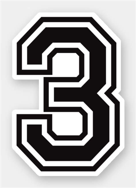 Number three 3 sporty college font sticker | Zazzle | Jersey font ...