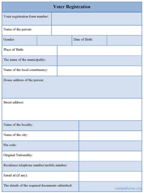 Voter Registration Form, Sample Voter Registration Form | Sample Forms