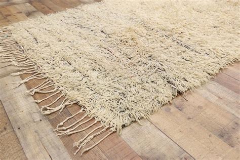 Neutral Moroccan Shag Hallway Runner, Berber Moroccan Reversible Hygge Style Rug For Sale at 1stdibs