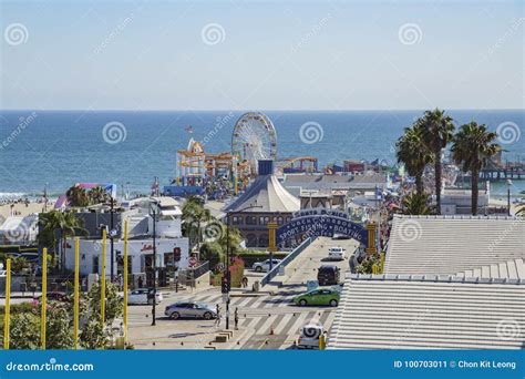 The Pier and Car Parking of Santa Monica Beach Editorial Photo - Image ...