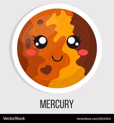 Cartoon cute mercury planet isolated on white Vector Image