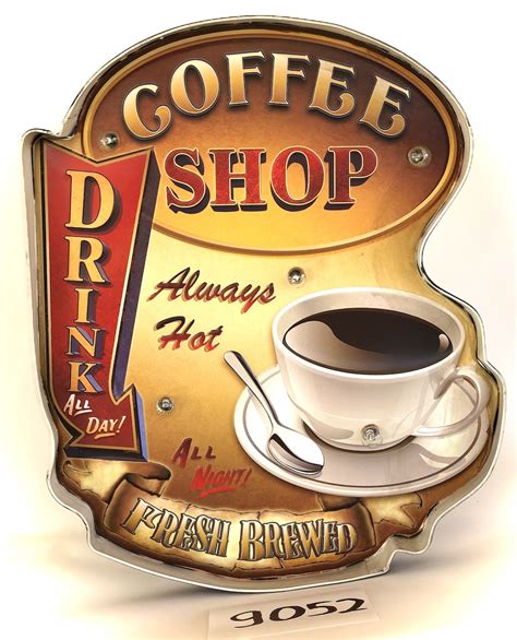Vintage coffee sign for coffee shop | Coffee shop drink all day – The Retro Signs