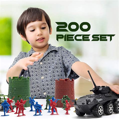 JaxoJoy 200-Piece Army Men Military Set - Cool Mini Action Figure Play ...