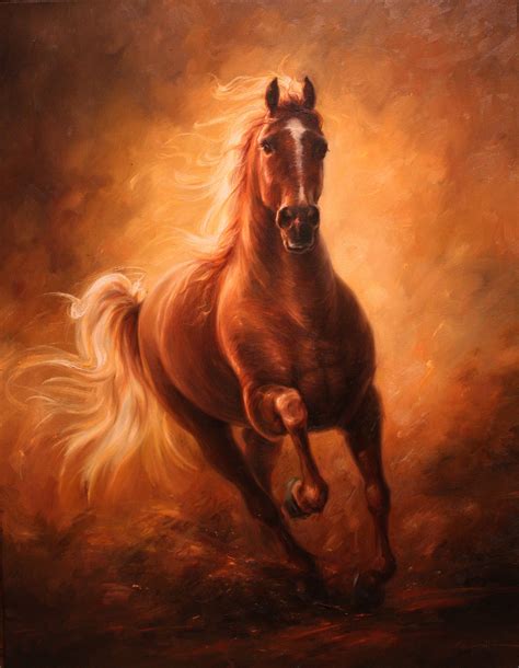 Home Decor, Original Oil Painting, Original Horse, Brown Horse, Canvas ...