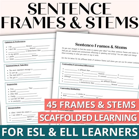 Sentence Frames and Sentence Stems - English Teaching Toolkit