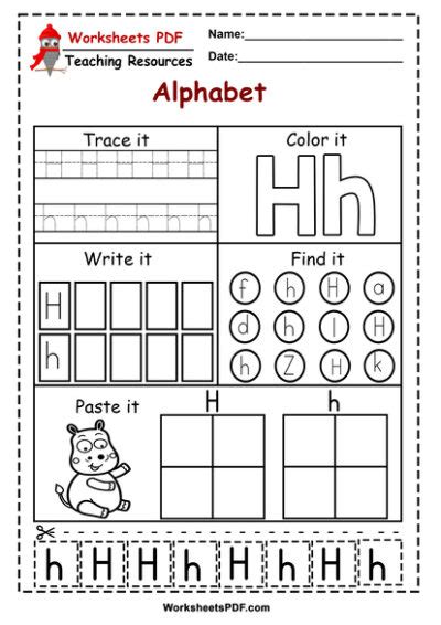 Letter H Worksheets PDF- Recognize, Trace, & Print