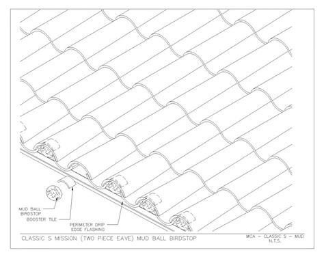 Clay Roof Tiles classic two piece eave side view | Thousands of free CAD blocks