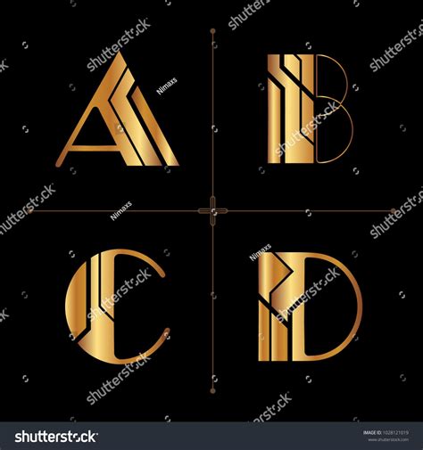 art deco alphabet design letters vintage vector (a, b, c, d) #Ad , #Affiliate, #alphabet#deco# ...