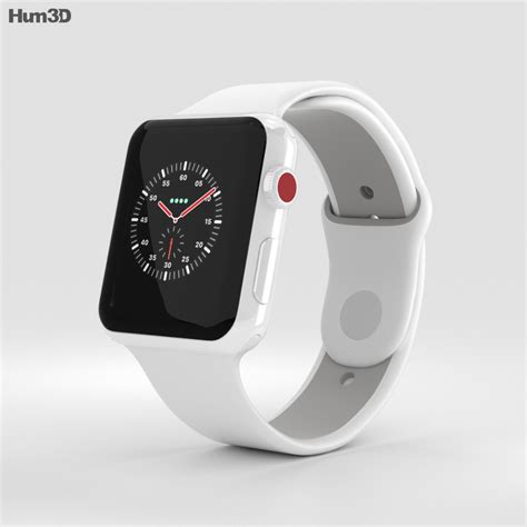 Apple Watch Edition Series 3 42mm GPS White Ceramic Case Soft White/Pebble Sport Band 3D model ...