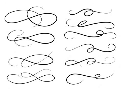 Premium Vector | Calligraphic swoosh tail set underline marker strockes ...