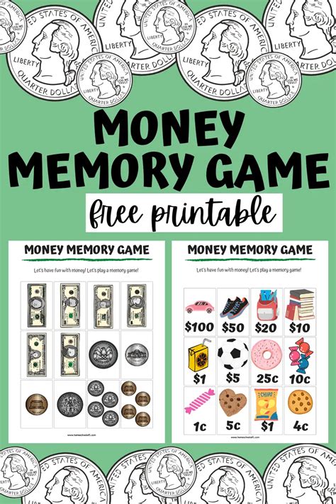 Money Memory Game Printable (free) - Homeschool of 1