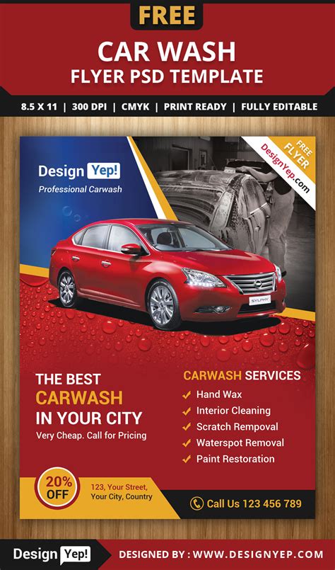Free Car Wash Flyer PSD Template :: Behance