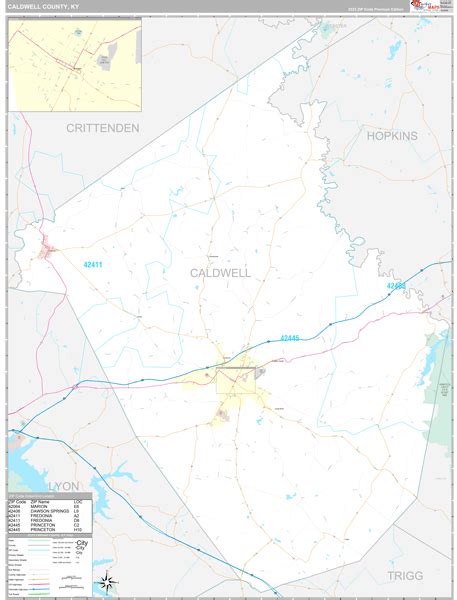 Caldwell County, KY Map - Premium