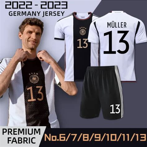 World Cup 2022 Muller Football Jersey Germany National Team Home Jersey for Adults (No. 6/7/8/9 ...