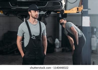 Auto Mechanic Overalls Colleague Working Workshop Stock Photo ...