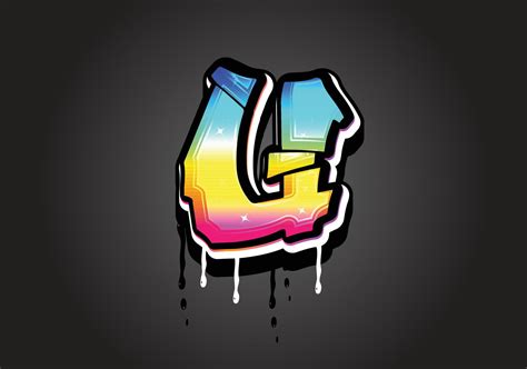 U letter 3D Graffiti Dripping alphabet font vector 7166067 Vector Art ...