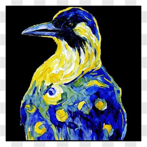 Download Vibrant Bird Painting in Yellow, Blue, and Black PNG Online ...