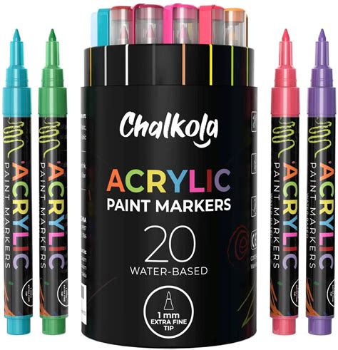 Acrylic Paint Marker Pens - Pack of 20, Fine Tip