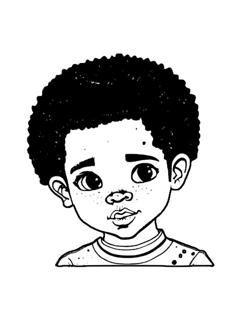 African American Kids with Puffy Hair Coloring Page · Creative Fabrica