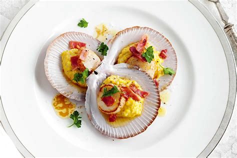 How to make Scallops With Sweet Corn Puree Prosciutto And Lemon Butter ...