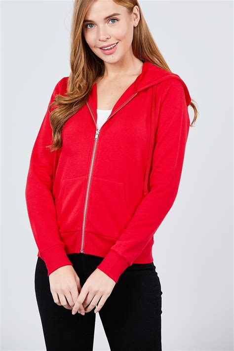 Women's Basic Zip Up Fleece Hoodie Jacket Lightweight w/ Pockets - Walmart.com